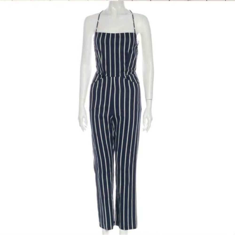Reformation Anderson Jumpsuit in blue stripes